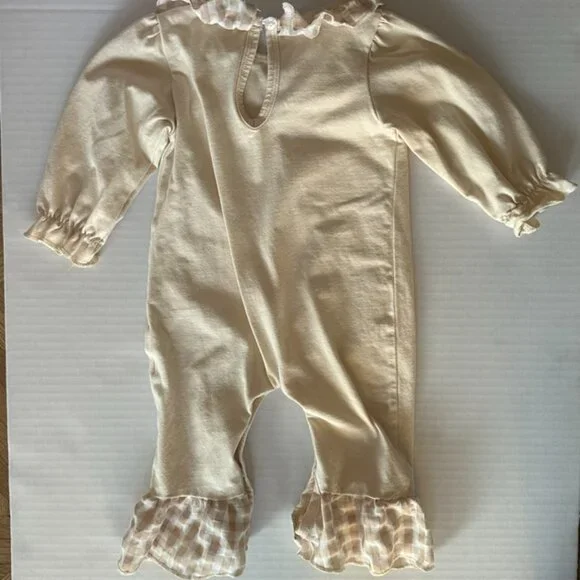 Baby Girl Thanksgiving Turkey Romper Long Sleeved Bubble - Picture 4 of 5